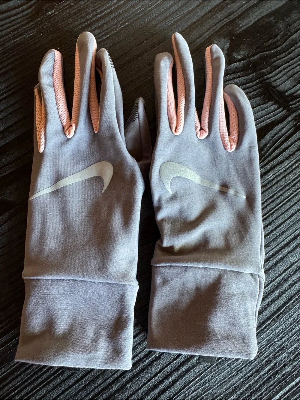 Nike Women's Running Gloves - Light Gray + Pink